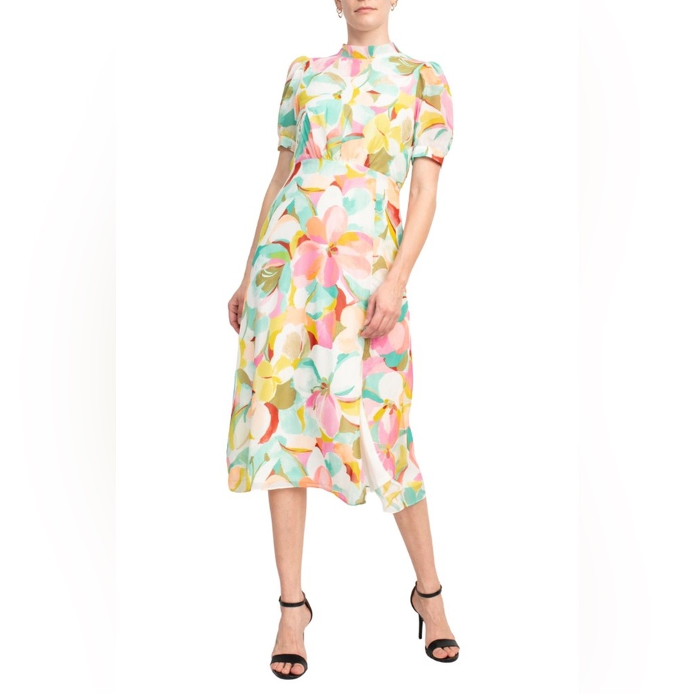 JULIA JORDAN Printed Chiffon Midi Dress - Size 4